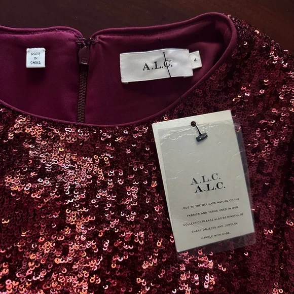 A.L.C. Jagger Sequin Midi Dress in Bordeaux - Picture 11 of 15